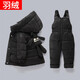 寶寶嬰兒童羽絨服一歲男寶女加厚0-1-3歲分體短外套兩件套裝2025 2209黑色上衣+背帶褲 90 (請(qǐng)勿貪大 建議身高85-95cm)