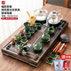 唐云匠心茶具套裝家用一體茶盤(pán)茶臺全自動(dòng)玻璃燒水壺茶杯整套送禮功夫茶具 款18福韻+冰裂功夫 玻璃底部上水