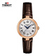 天梭（TISSOT）劉亦菲同款 小美人系列機械女表 女神節禮物T126.207.36.013.00 羅馬數字時(shí)符棕色皮帶機械