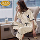 金立芬輕奢睡衣女夏季純棉薄款加大碼短袖七分褲夏天家居服套裝可外穿 524淺杏 M 碼/80斤-100斤