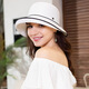 佰薏法式白色草帽復古優(yōu)雅赫本風(fēng)度假帽子女可折疊沙灘大沿遮陽(yáng)防曬帽 CM-16奶白色 成人均碼\配送防風(fēng)繩