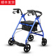 神宇 老人助行車(chē)輕便可折疊購物車(chē)鋁合金四腳助行器帶輪帶座帶腳踏老年人代步手推車(chē) D024助行車(chē)藍色