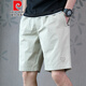 皮爾卡丹夏季2021新款沙灘褲外穿潮流寬松大褲衩子中褲休閑短褲男士五分褲針織 卡其色 XXL