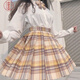 jk制服山吹百皺裙格裙學(xué)院風(fēng)套裝裙子女學(xué)生白襯衫百褶裙半身裙套裝1 長(zhǎng)袖襯衫+山吹格裙+領(lǐng)結(jié) M