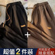 凡迪時(shí)尚褲子男秋季新款休閑褲男潮流韓版直筒大碼長(zhǎng)褲寬松抽繩束腳褲 冰絲兩件裝2368-黑色+棕色 2XL （140-150斤左右）