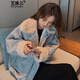 艾珠兒 棉服女2020冬季新款女裝港風(fēng)羊羔毛外套女學(xué)生小棉襖外套短款小個(gè)子加絨棉衣女 藍(lán)色 M