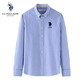 U.S. POLO ASSN.保羅襯衫男長(cháng)袖春秋季牛津紡商務(wù)休閑寬松免燙透氣男士外套襯衣 藍條 L