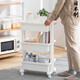 家の物語(yǔ)（KATEI STORY）日本進(jìn)口廚房置物架多功能帶滑輪多層小推車(chē)收納架廚房落地果蔬藍 白色（三層）升級款