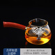 GQB防燙公道杯玻璃茶漏一體套裝耐高溫加厚分茶器側(cè)把公杯鑲銀倒茶器 吉祥公道杯