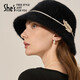 She's茜子簡(jiǎn)約循跡兔毛混紡秋冬漁夫帽可拆卸樹(shù)葉捏夾時(shí)尚帽子新年禮物 黑色G1 均碼 M(56-58cm)