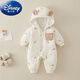 迪士尼（Disney）嬰兒衣服冬裝新生寶寶加絨保暖薄棉連體衣幼兒冬季滿月外出棉衣 米白色 73碼   (建議3-6個(gè)月)