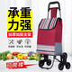 Wa Family購物車(chē)買(mǎi)菜車(chē)拉桿車(chē)家用車(chē)老人便攜折疊小拉車(chē)多功能手推車(chē)布袋車(chē) 酒紅條紋+爬樓輪（可折疊）