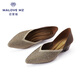 MALOVE MZ王妃鞋新款3.7cm尖頭水晶低跟單鞋女職業(yè)通勤百搭平底鞋新款單鞋 金色魅力（腳寬建議拍大一碼） 40