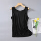 桑蠶絲男士背心真絲寬松夏季無(wú)袖內衣大碼針織上衣寬肩 黑色 L