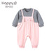 哈貝比嬰兒衣服嬰兒連體衣新生兒衣服初生春秋冬女寶寶外出服女童哈衣爬爬服 粉色（柔綿時(shí)光） 73（6-12月）