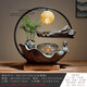 樸記 禪意陶瓷流水擺件客廳室內辦公室微景觀(guān)循環(huán)養魚(yú)缸桌面假山噴泉軟裝開(kāi)業(yè)禮品 荷韻魚(yú)缸流水擺件-悠賞