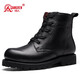 強人戶(hù)外羊毛保暖男棉靴3515頭層牛皮固特異冬季馬丁靴 JDCZ09 黑 42