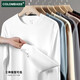 Colombass重磅長(cháng)袖t恤男新疆純棉圓領(lǐng)寬松內搭純色秋季打底衫 白色-羅紋袖口 L (建議135-155斤)