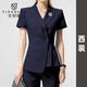 音舒雅職業(yè)套裝女時尚氣質(zhì)夏季新款修身短袖小西裝女工作服外套酒店前臺 藏青色西裝 M