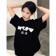 素織錦短袖女寬松t恤衣服女裝2025春夏季新款純棉上衣女士半袖涼感T恤衫 MEOW貓咪短袖【黑色】 L 【建議110-120斤】