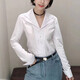HAAPES 女裝專(zhuān)柜官方網(wǎng)春秋季新款百搭時(shí)尚白色職業(yè)雙層V領(lǐng)襯衫女 白色襯衫 3/M