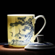 瀟毅艾 景德鎮(zhèn)陶瓷茶杯帶蓋家用杯喝茶杯青花瓷器辦公杯子 松鶴延年