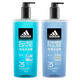 阿迪達斯（adidas）Adidas阿迪達斯男士三合一沐浴600ml大瓶裝洗發(fā)潔面沐浴清爽留香 新冰點(diǎn)沐浴600ml+熱情沐浴600ml