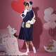 tutuanna睡衣女冬季加厚珊瑚絨長(cháng)款睡袍女士睡衣睡袍 保暖卡通小熊寬松連帽外套家居服081918 藏青色睡袍 160/84A