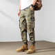 潮天士束腳工裝褲男寬松迷彩褲男士休閑褲夏季彈力運動(dòng)胖子大碼長(cháng)褲子 卡其色迷彩 XL【120-140斤】