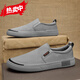 悍丞品牌斷碼帆布鞋男冰絲透氣一腳蹬懶人老北京男士布鞋休閑百搭運動(dòng) 灰色 41