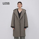 LESS冬季白鴨絨外套女休閑寬松連帽長款輕薄方格羽絨服2N0C20750 037/駝灰 S