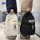 回力雙肩包男士2026新款百搭大容量大學(xué)生背包女生簡(jiǎn)約初中生高中書(shū)包 白色【帶棋盤(pán)熊掛件】