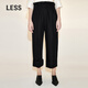 LESS【度假系列】夏季棉麻褲子女復(fù)古高腰直筒休閑褲2N5E13890 001/本黑 L