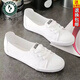 啄木鳥(niǎo)一腳蹬淺口小白鞋女2023夏新款平底休閑韓版旅游開(kāi)車(chē)護士學(xué)生板鞋 白色 標準碼數 38