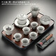 康樂品 黑冰釉茶具套裝 整套家用陶瓷冰裂釉泡茶壺茶杯遇水冰花功夫茶具 千川(盤)+黑冰馬蹄蓋碗11頭-簡裝