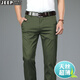 吉普（JEEP）天絲棉夏季男士休閑褲直筒寬松商務(wù)休閑西褲 6226軍綠色 夏季 薄款 32