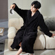 雅鹿睡袍男生冬季加絨加厚法蘭絨睡衣加長(cháng)加大男士浴袍大碼家居服冬款 NSMIQ-503黑色【升級新面料】 XL 男建議【130-150斤】