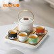 不拙功夫茶具套裝2023新款家用陶瓷泡茶壺日式純手繪簡(jiǎn)約茶杯茶盤(pán)小套 1-致遠陸寶白(4杯微品版套裝)