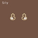 思梨簡(jiǎn)約百搭小巧葫蘆珍珠耳釘S925銀針精致清新甜美小眾設計微鑲耳飾 葫蘆耳釘