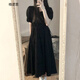 格邏恩黑色連衣裙女夏2023氣質(zhì)女神赫本風(fēng)法式收腰顯瘦小黑裙子夏天長(zhǎng)裙 黑色 均碼（可備注碼數(shù)）