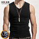續點(diǎn)保暖背心男士加絨加厚無(wú)袖寬肩圓領(lǐng)健身修身緊身內衣男棉馬甲男冬 黑色V領(lǐng) L 碼112-130斤左右修身版型