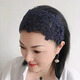 薩拉拉遮白頭發(fā)神器 遮白發(fā)發(fā)箍寬邊蕾絲顯臉小民族風(fēng)刺繡頭箍發(fā)帶頭飾 六瓣花黑色