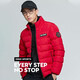 鴻星爾克（ERKE） 棉服男裝冬季新款連帽保暖防風(fēng)休閑上衣簡(jiǎn)約百搭男外套 釉紅1532棉夾克 L