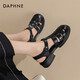 達芙妮（DAPHNE）羅馬涼鞋女夏季英倫風(fēng)復古百搭外穿包頭透氣軟底2025新款 黑色 37 標準碼