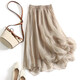 雅格羅伊春夏重磅真絲半身裙女桑蠶絲女裝夏國際大牌半身裙子真絲2024新款 卡其色 XL