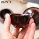 EILONG宜龍天目陶瓷功夫茶具套裝茶壺復古茶壺茶杯一壺兩杯 繁星天目單杯-紅