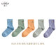 鹿人襪子女士棉襪春秋中筒舒適可愛(ài)刺繡長(cháng)筒女襪6526款1 6526款1組合2- 5雙