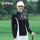 PGA 秋冬新款 高爾夫衣服女 長(cháng)袖T恤 立領(lǐng)拉鏈式 保暖防寒 PGA 101081-黑色上衣 XL