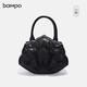 半坡飾族（bampo）品牌單肩包迷你蓮花包女包原創(chuàng  )個(gè)性手提包斜挎包軟皮高質(zhì)感 純黑900