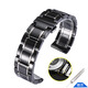 陶瓷表帶男女手表鏈 代用卡西歐 天梭 浪琴 天王 萬(wàn)國 漢密爾頓 魯美諾斯黑色白色潮表鏈 五珠陶瓷-黑間銀 手表接口寬度24mm